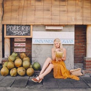 Anthropologie yellow mid length skirt